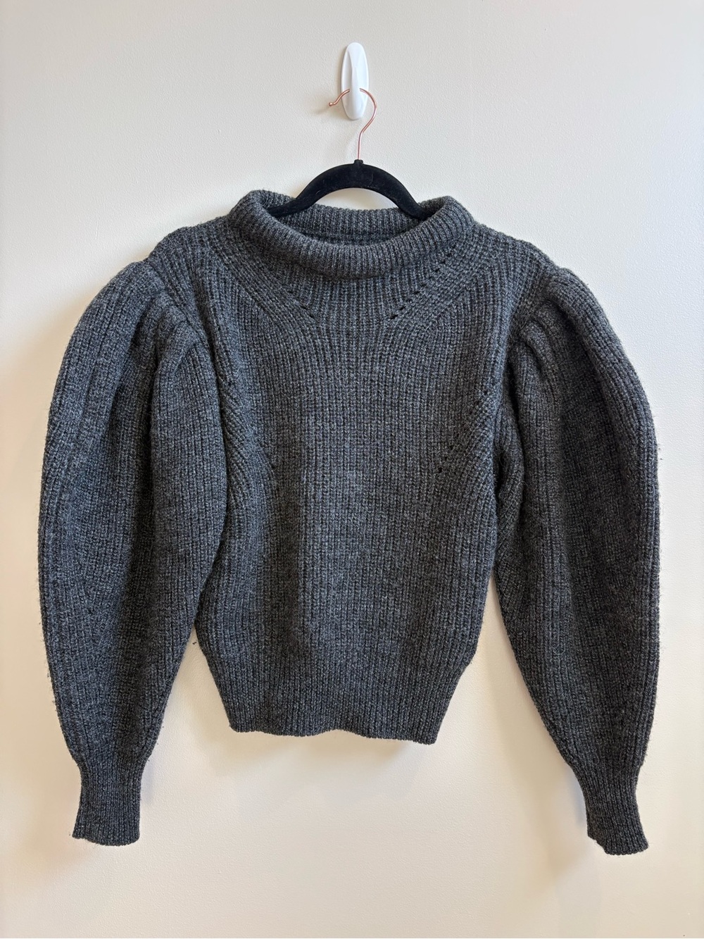 Isabel Marant Charcoal Puff-Sleeve Turtleneck Sweater